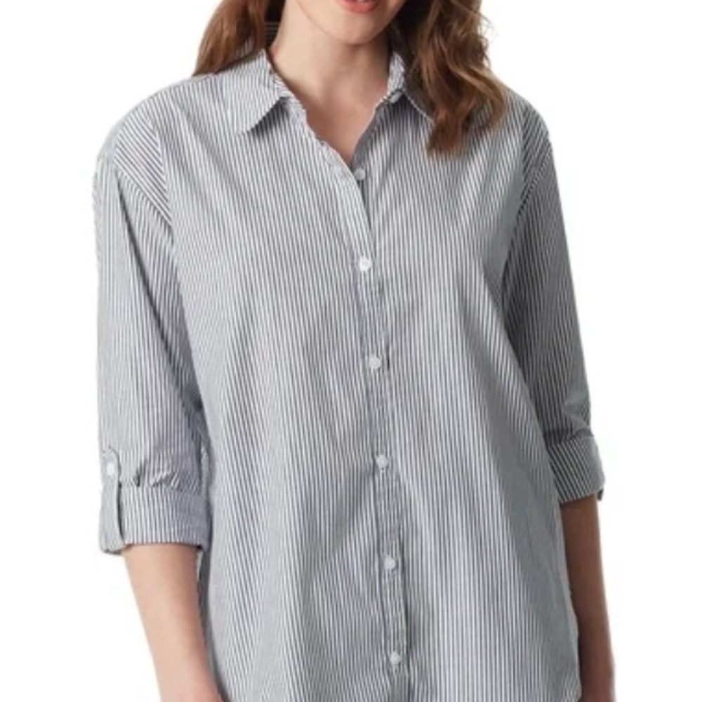 Gloria Vanderbilt Navy and White Striped Top XXL